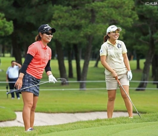同郷の比嘉真美子と練習ラウンドした宮里美香（撮影：米山聡明）