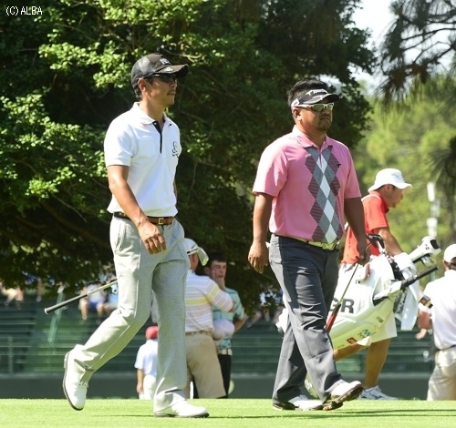 矢野と宮里は練習ラウンドを共にした（撮影：上山敬太）