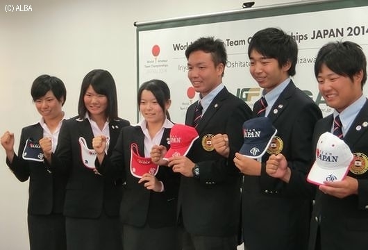 日本代表の6選手！左から岡山、松原、勝、小西、小木曽、小浦（撮影：ＡＬＢＡ）