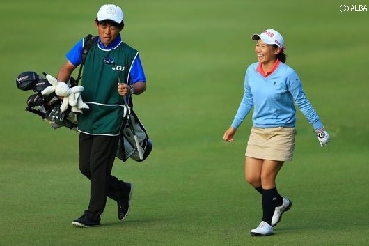 大舞台でもマイペースでプレーの永井花奈（撮影：岩本芳弘）