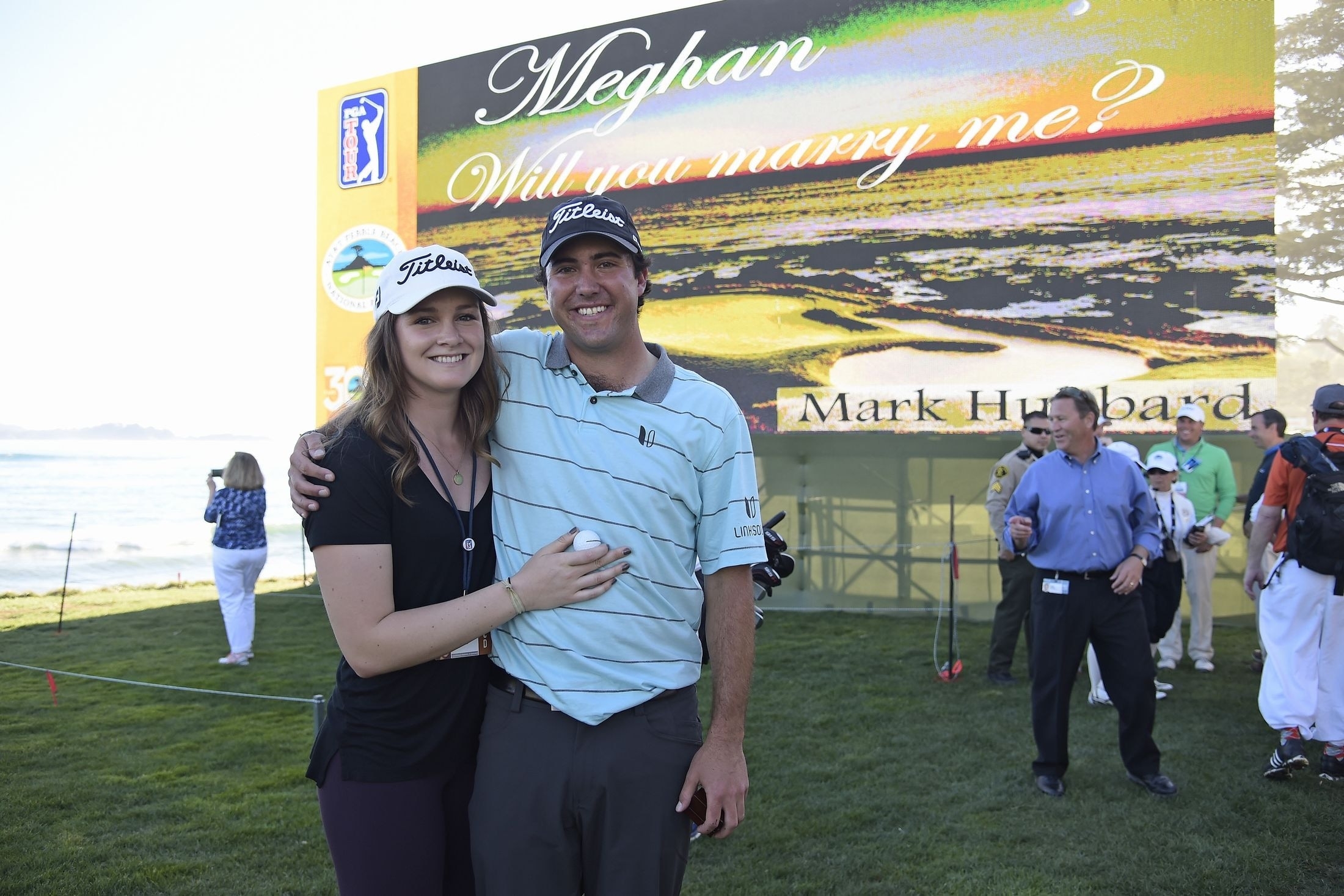 電光掲示板にはメッセージ ツアーもニクい演出で盛り上げた(Photo by Chris Condon/PGA TOUR)