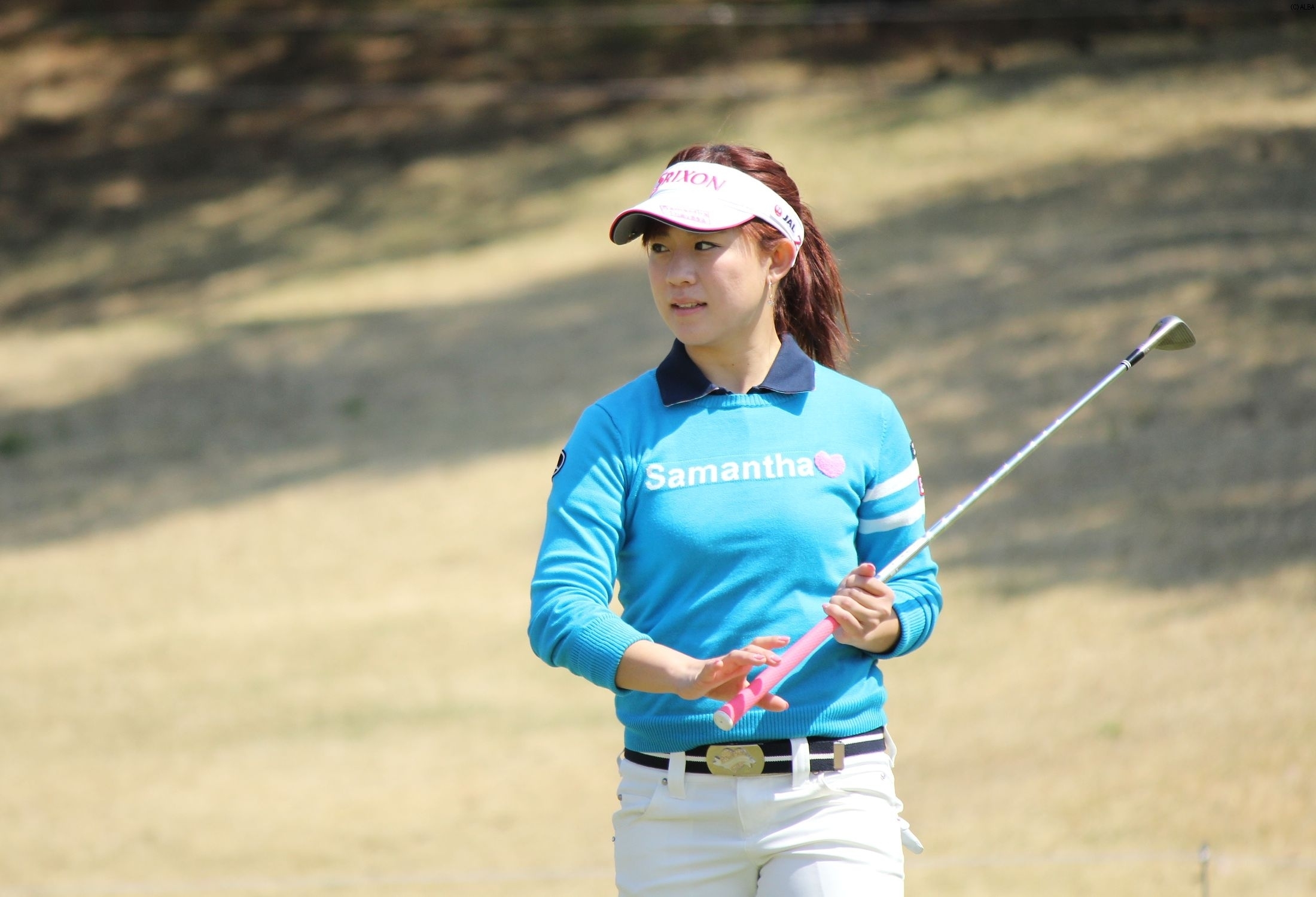 香妻琴乃、この日はアウト9ホールをラウンドし調整した(撮影:ALBA)