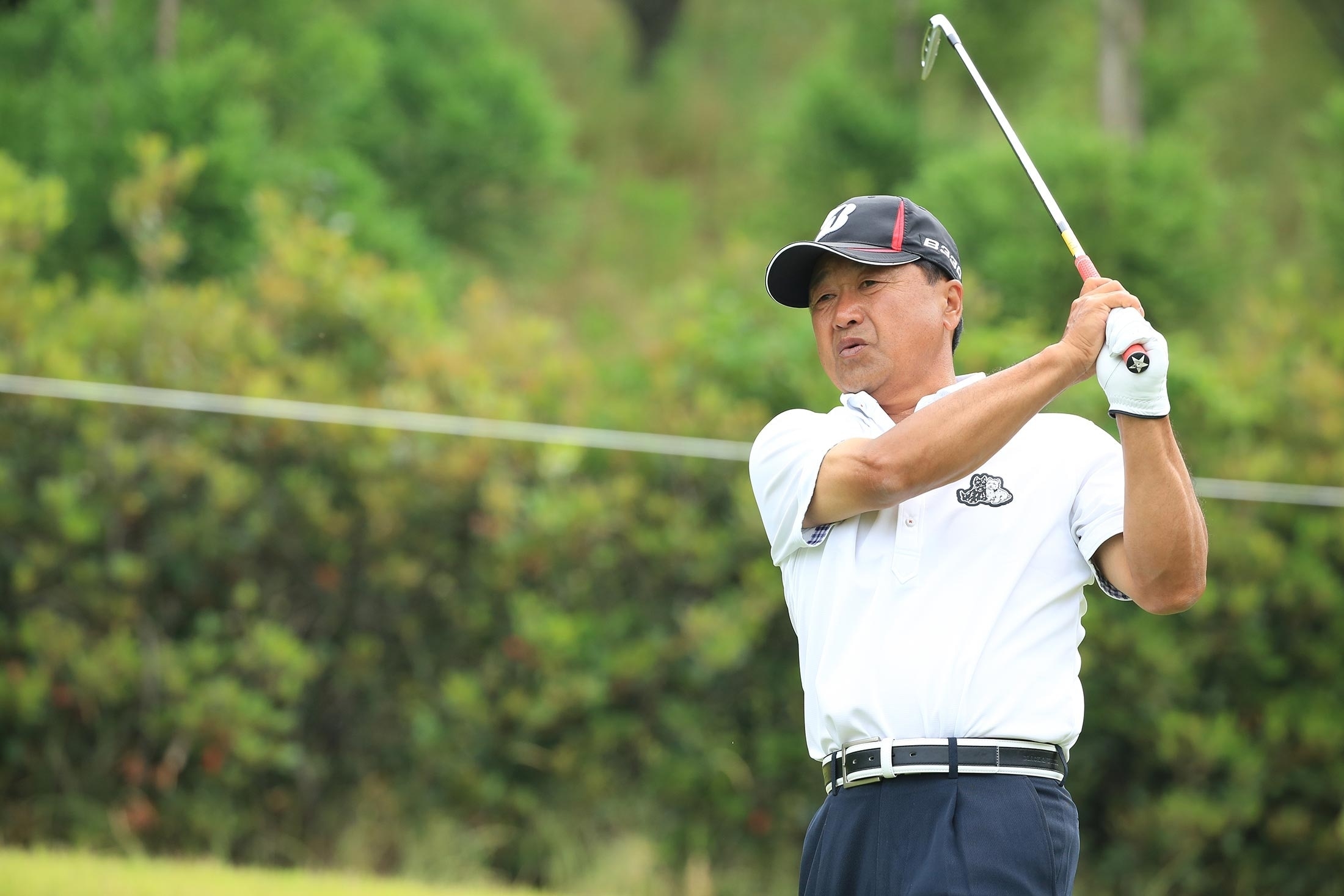 強行スケジュールでプロアマに出場した倉本会長＜提供：KYORAKU MORE SURPRISE CUP2015大会事務局＞