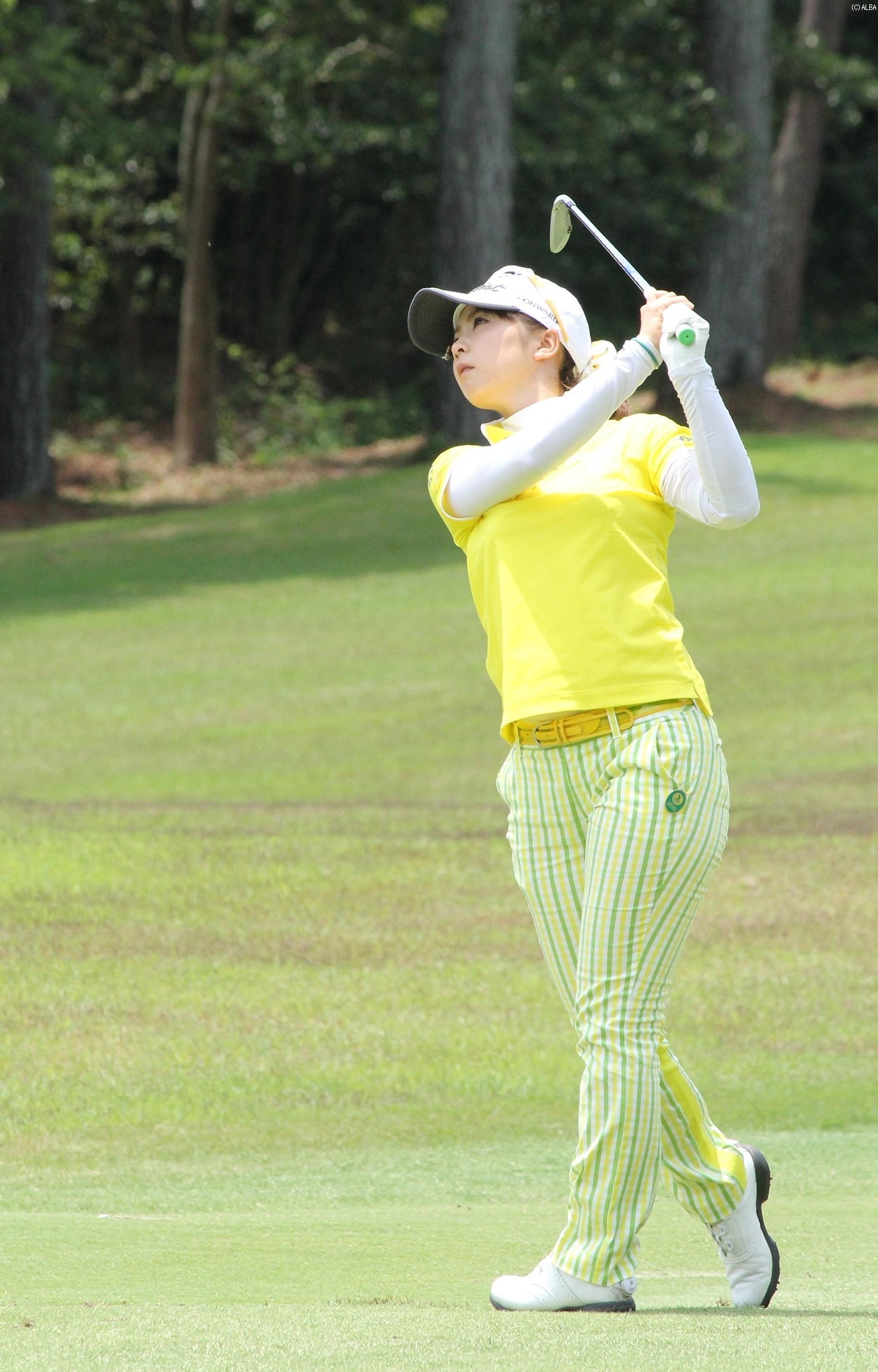 今季ツアー初優勝を果たした菊地絵理香、現在圏内の（撮影：ＡＬＢＡ）