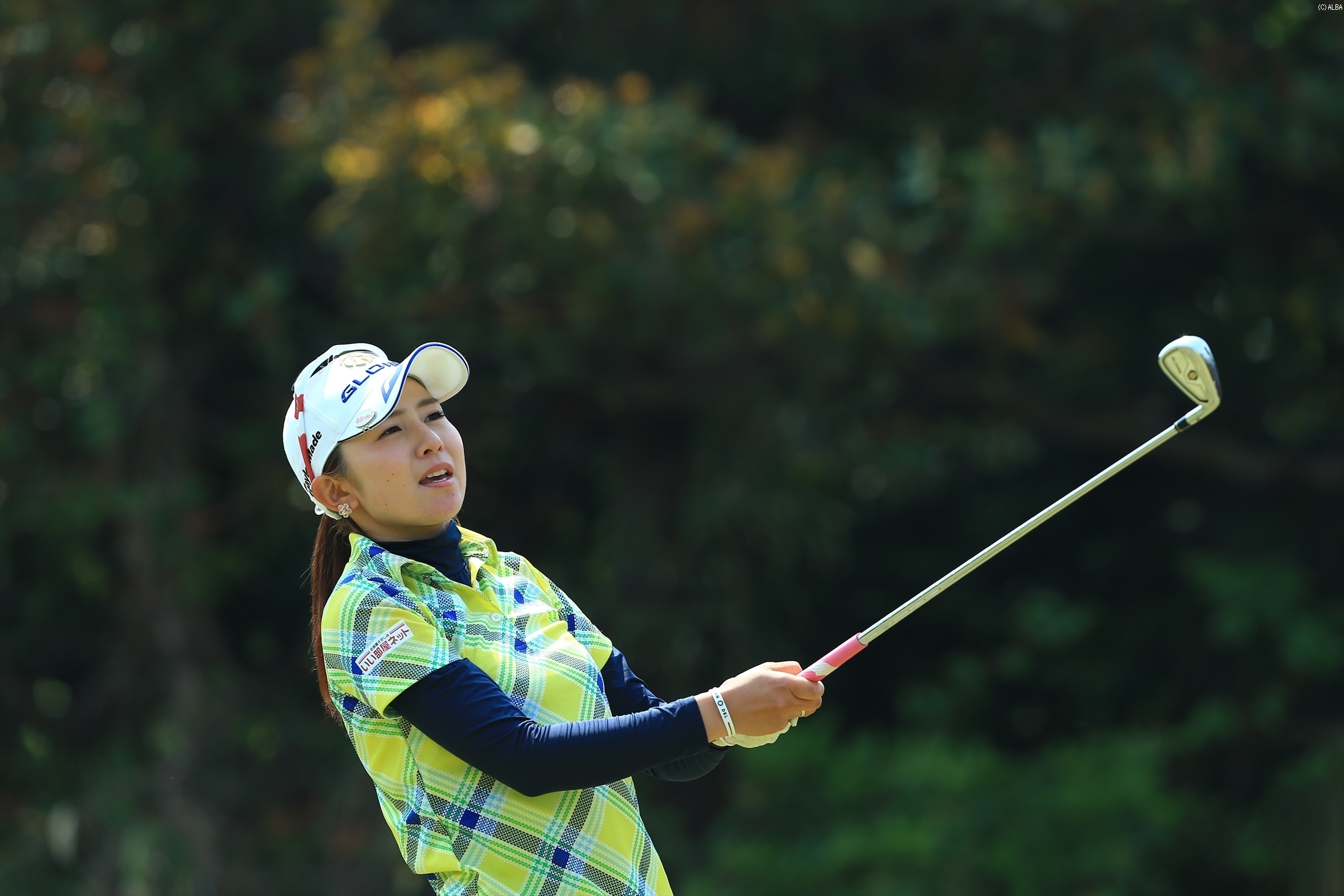 ホストプロの江澤亜弥！優勝すれば一緒にまわれるかも？（撮影：福田文平）