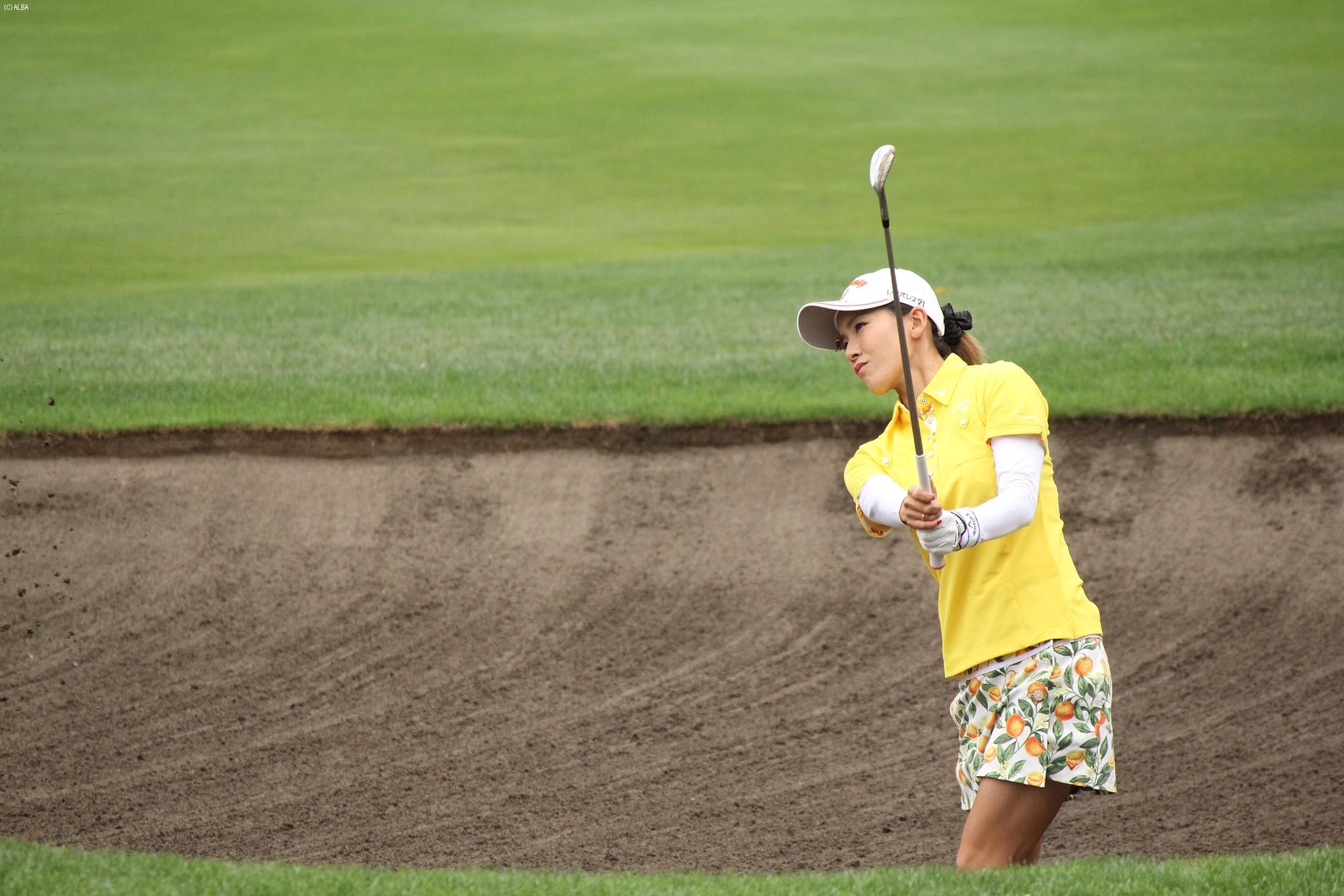 2バーディ・2ボギー・1トリプルボギーと苦戦した藤田光里「最後まで応援にはこたえていきたい」と難コースに挑む（撮影：ALBA）