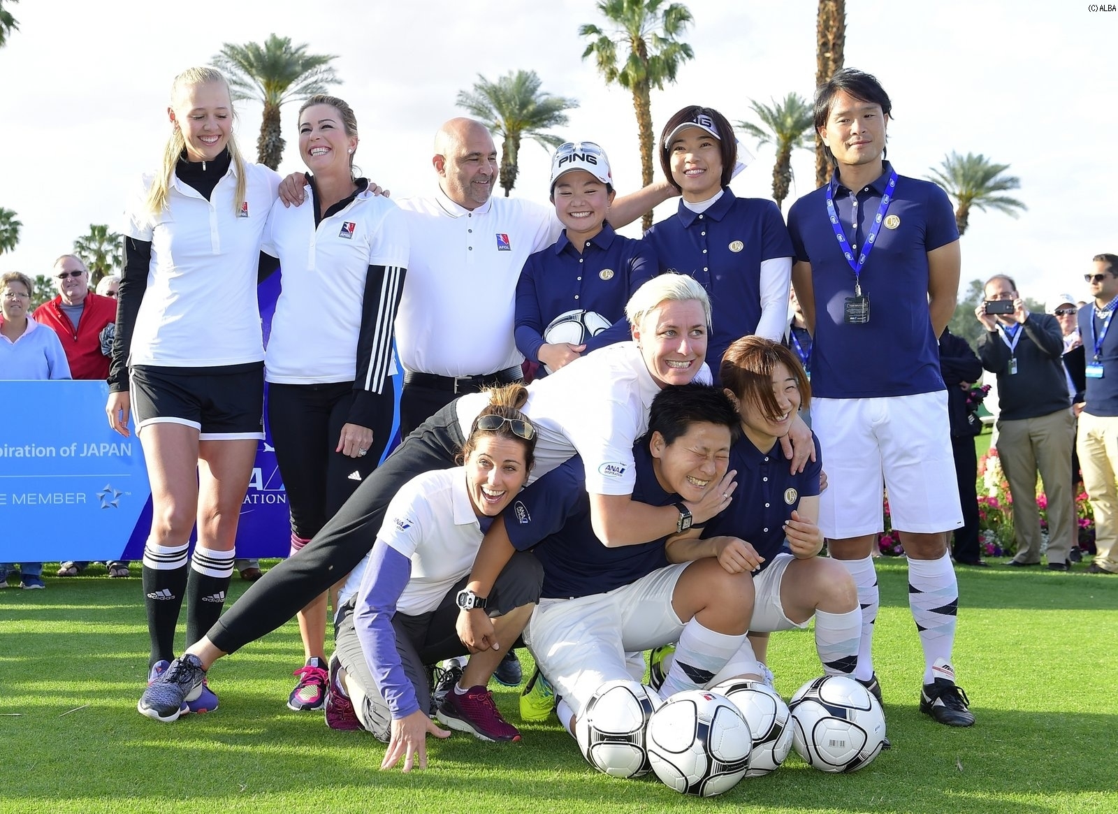 メジャー開幕を前にフットゴルフのエキシビジョンを開催、日米女子サッカー元代表4人が参加（撮影：上山敬太）