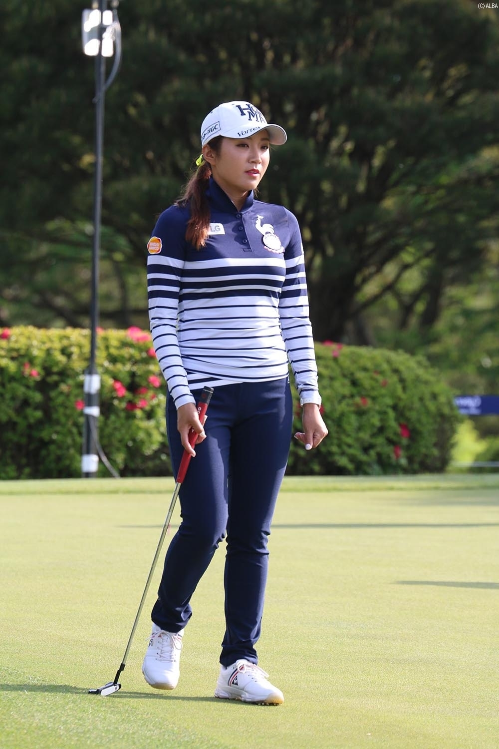 練習グリーンで入念に調整を行ったボミ（撮影：ALBA）