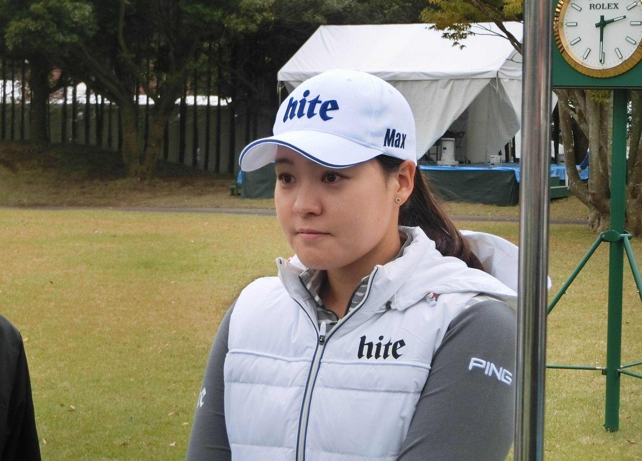 畑岡奈紗との再開を喜ぶチョン・インジ ディナーではどんなおしゃべりをするのだろうか？（撮影：赤澤亮丈）