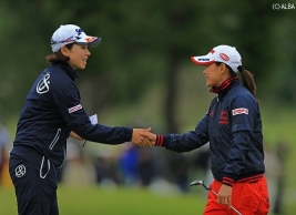 女王・森田理香子は初日、横峯さくらと同組でラウンド!(撮影:岩本芳弘)
