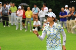 単独首位で後半に入った森田理香子!(撮影:ALBA)