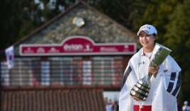 日本ではアマ時代にサントリーレディスで優勝しているキム・ヒョージュ(Photo by Stuart FranklinGetty Images)