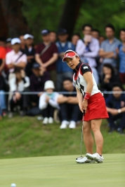 首位から後退した有村智恵(撮影:岩本芳弘)