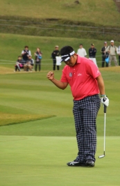 09年日本オープン以来の優勝を飾った小田龍一(撮影:ALBA)