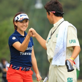 香妻琴乃、2位Tの好位置で大会を折り返した!(撮影:米山聡明)