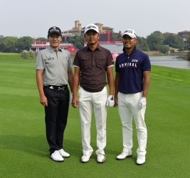 この日ともに練習ラウンドを行った岩田、小平、金庚泰(撮影:上山敬太)