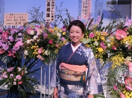 LPGAアワードに続き和服で登場した原江里菜(撮影:ALBA)