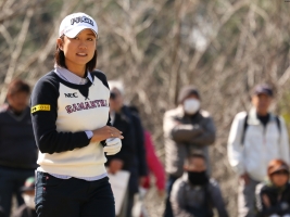 PRGR契約選手の最上位に立った原江里菜、明日はさらに大会を盛り上げたい(撮影:ALBA)