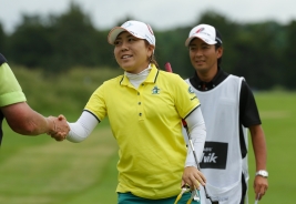 猛チャージでのベスト10フィニッシュに笑顔を見せる宮里美香(撮影:GettyImages)