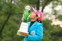 ボミに競り勝ち賞金ランク2位に浮上した笠りつ子(撮影:ALBA)