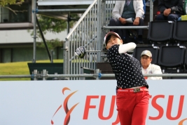 首位と1打差につけるアマチュアの勝みなみ(撮影:赤澤亮丈)