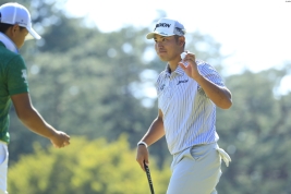 “65”でラウンドし暫定首位でホールアウトした松山英樹(撮影:米山聡明)