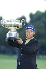 松山英樹がうれしい初メジャータイトル!(撮影:米山聡明)