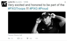 PXGのキャップを被った写真をアップしたリディア・コ(ツイッターより)