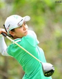 競技は一時中断へ…宮里藍はトータル1アンダー28位タイにつけている(撮影:上山敬太)