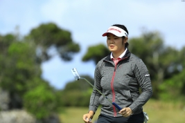 プロ初勝利をかけてサンデーバックナインに挑む川岸史果(撮影:福田文平)