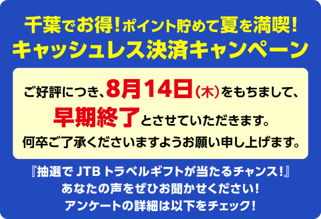 キャッシュレスキャンペーン早期終了のお知らせ