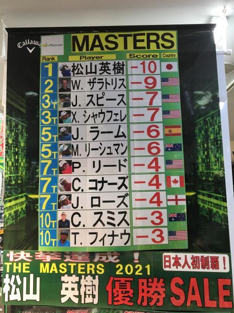 【マスターズ2021優勝ＳＡＬＥ開催！！】