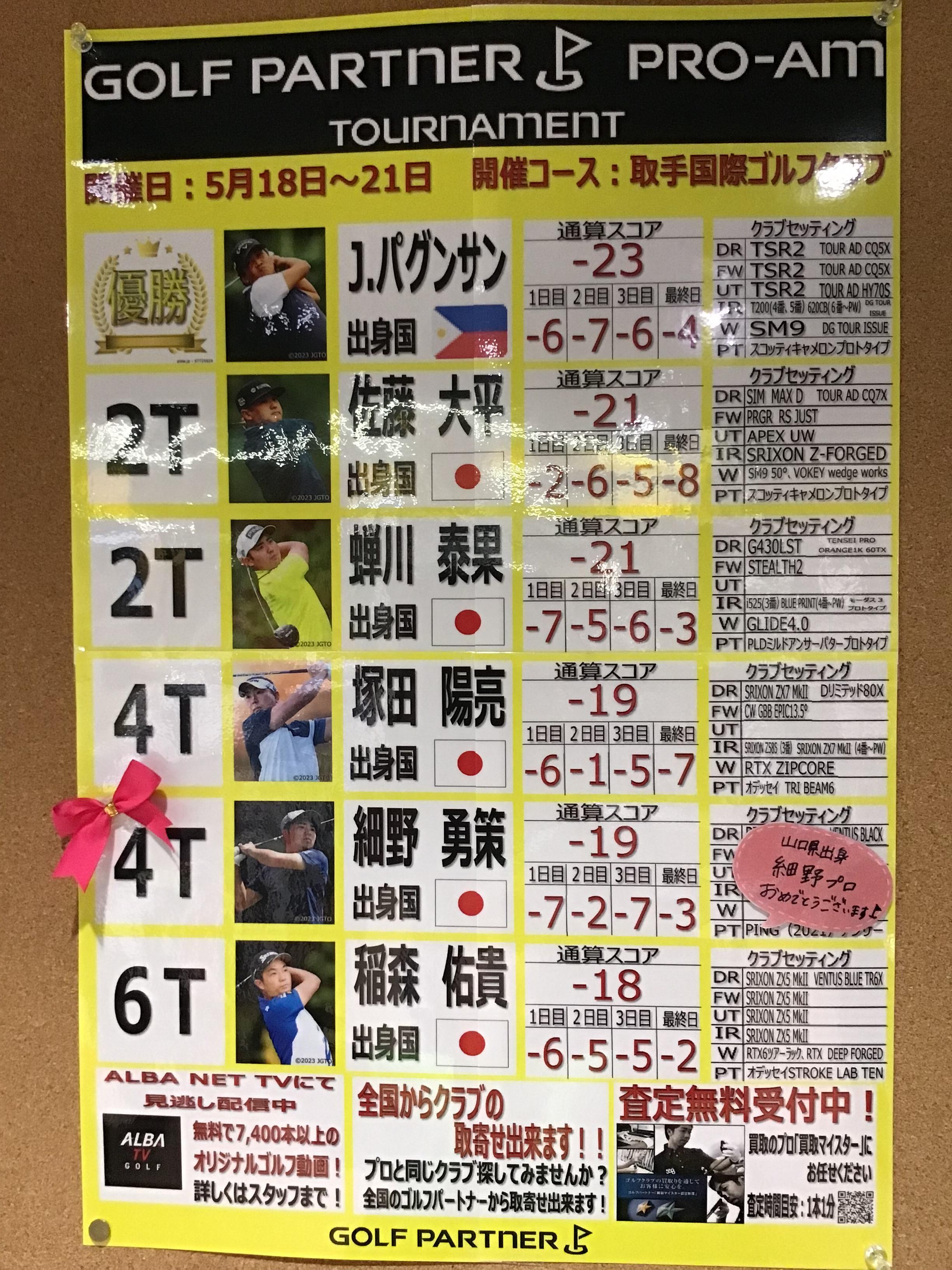 ゴルフパートナープロアマトーナメント‼️
