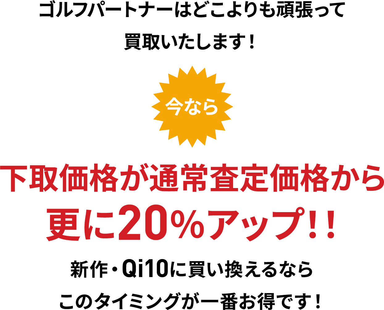 下取価格が通常査定価格から更に20％アップ！！