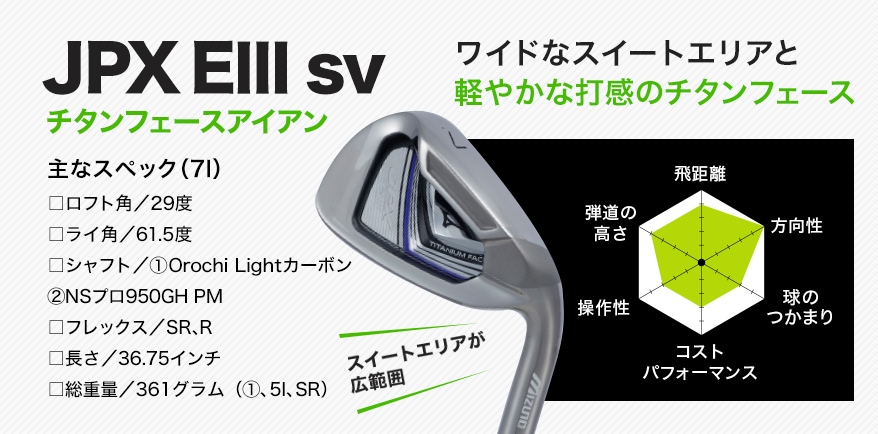 ミズノゴルフクラブ JPX E3 sv Ti FACE 7本