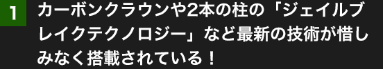 1.カーボンクラウンや2本の柱の「ジェイルブレイクテクノロジー」など最新の技術が惜しみなく搭載されている！