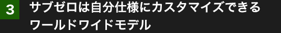 3.サブゼロは自分仕様にカスタマイズできるワールドワイドモデル