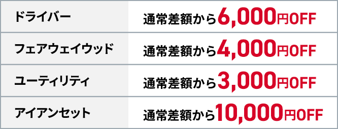 今お持ちのクラブを下取に出すと、買換え差額でお得に購入できる！