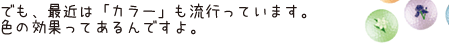 でも、最近は「カラー」も流行っています。色の効果ってあるんですよ。