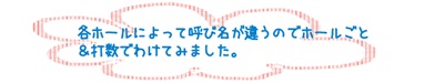 各ホールによって呼び名が違うので、ホールごと＆打数でわけてみました。